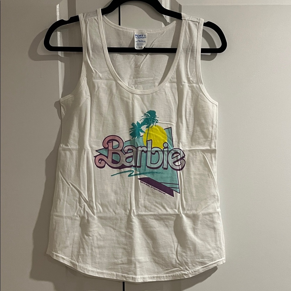Port and Company White Tank Top with Multicolor Graphic